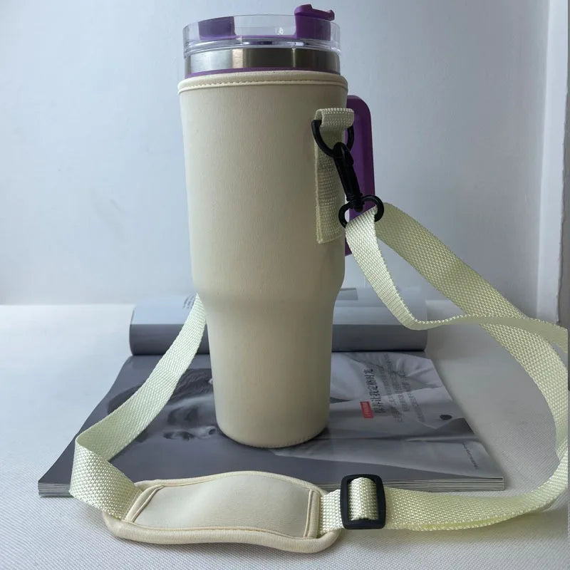 Mug cover for Stanley Quencher with adjustable shoulder strap