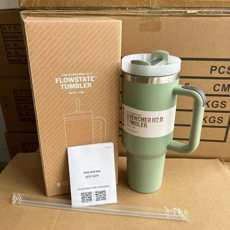 40oz insulating cup with handle and leak-proof straw