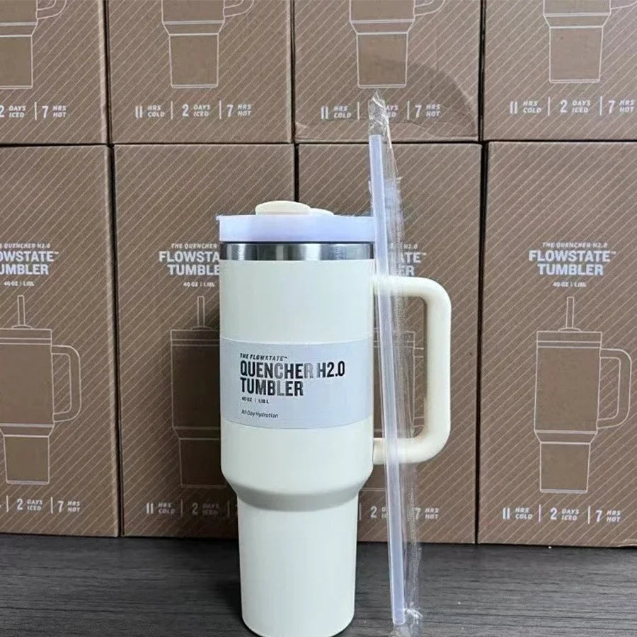 40oz insulating cup with handle and leak-proof straw
