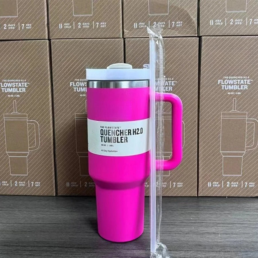40oz insulating cup with handle and leak-proof straw