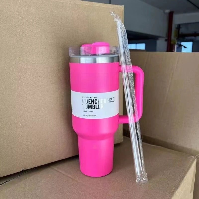40oz insulating cup with handle and leak-proof straw