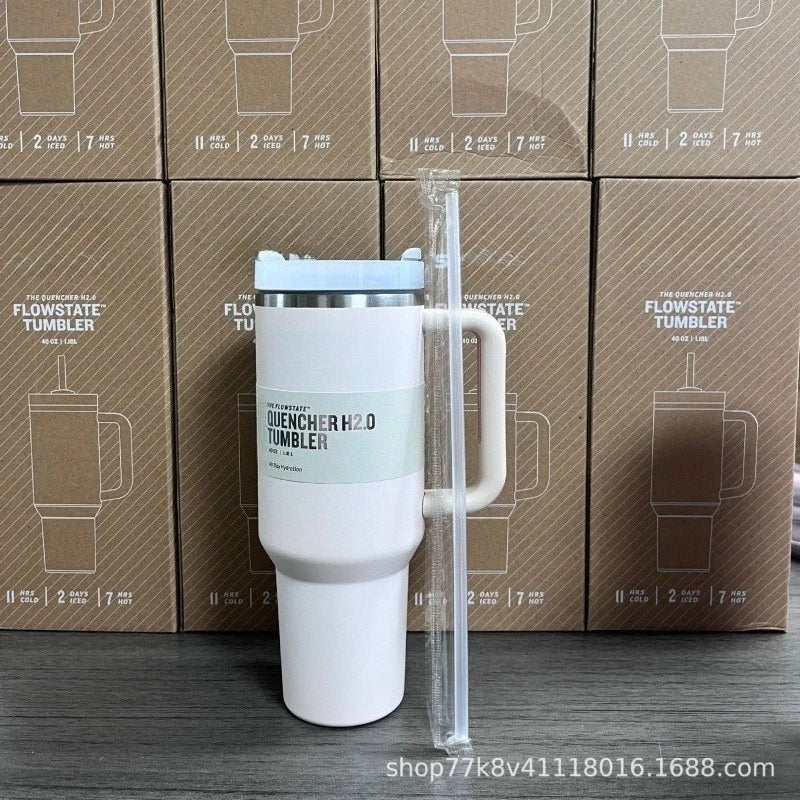 40oz insulating cup with handle and leak-proof straw