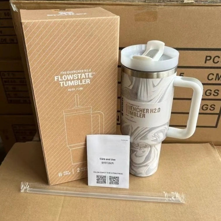 40oz insulating cup with handle and leak-proof straw