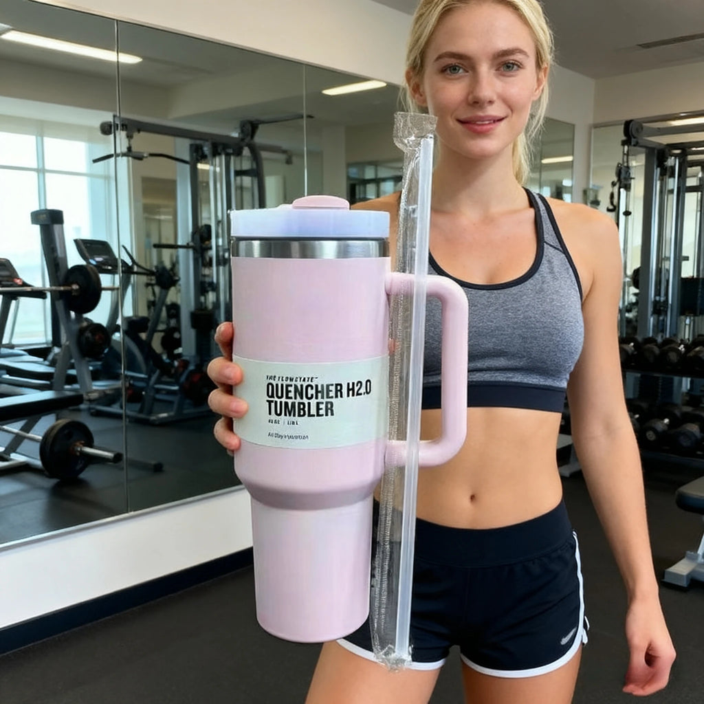 40oz insulating cup with handle and leak-proof straw