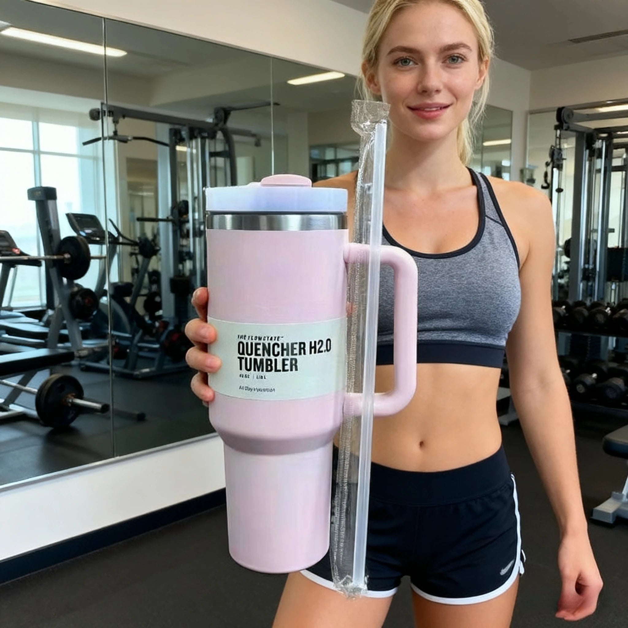 40oz insulating cup with handle and leak-proof straw