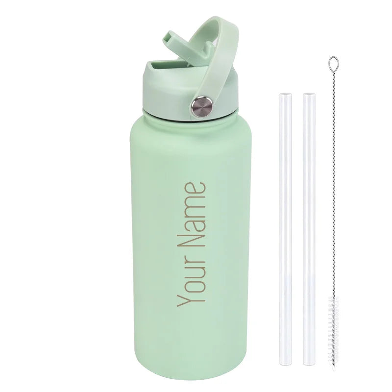 Custom water bottle with straw 1000ml/1L/32oz