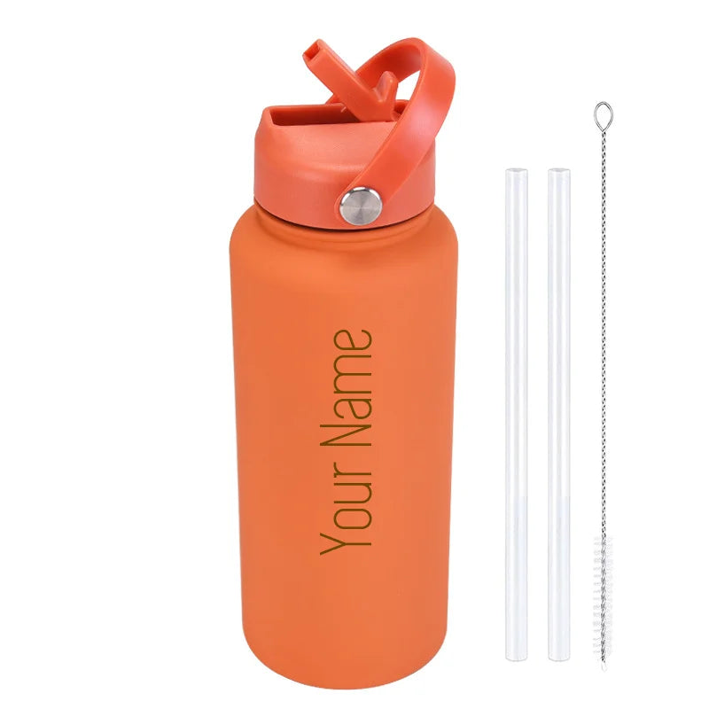 Custom water bottle with straw 1000ml/1L/32oz