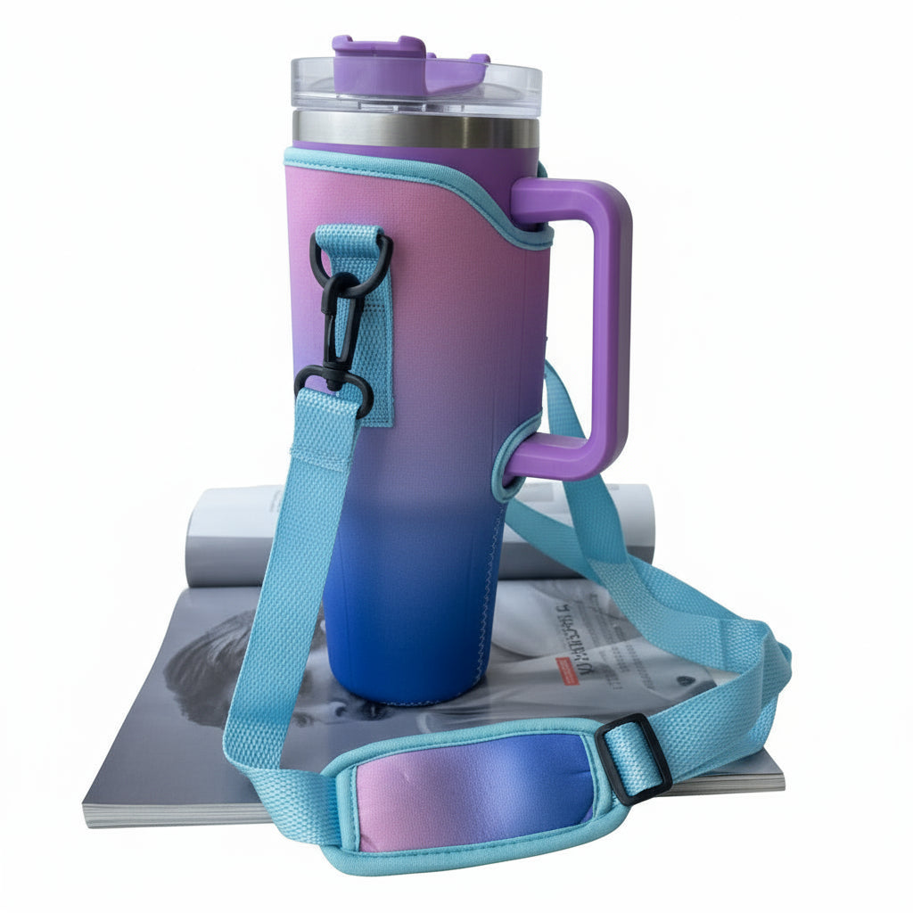 Mug cover for Stanley Quencher with adjustable shoulder strap