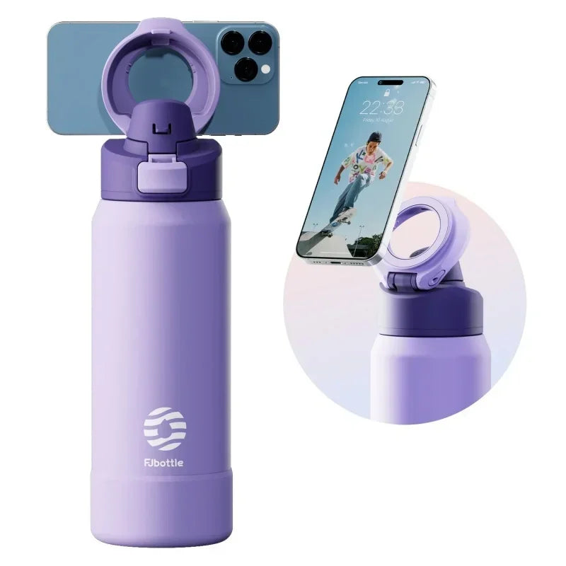Sports Inox Thermal Bottle with Magnetic Stand for Cell Phone