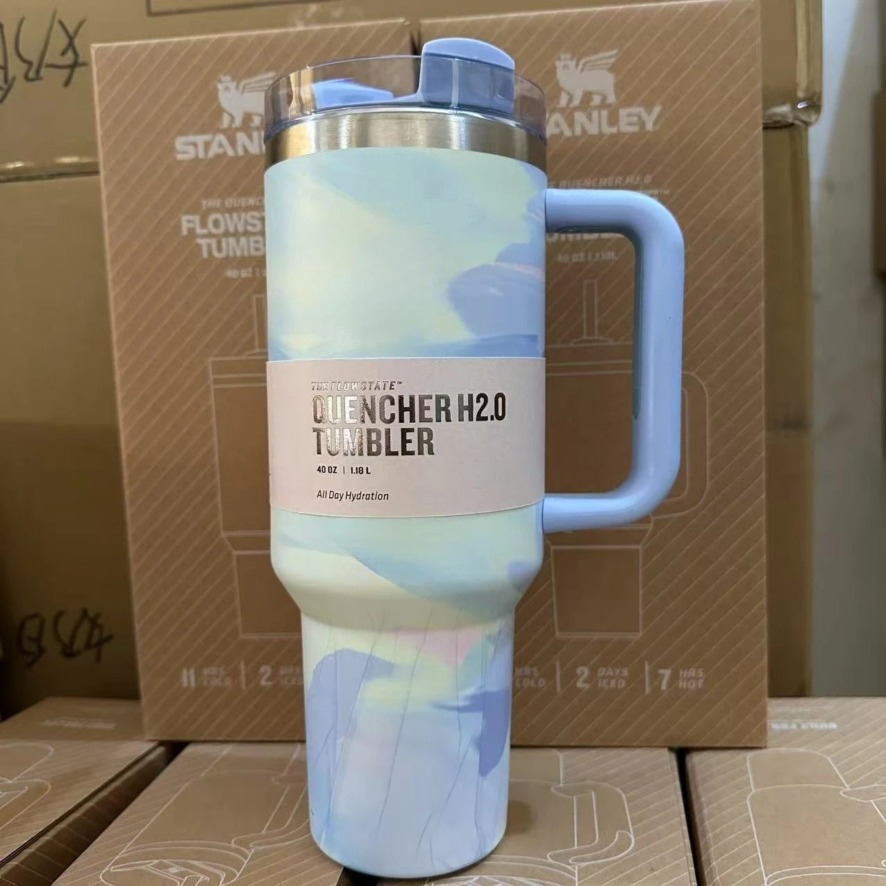 40oz insulating cup with handle and leak-proof straw