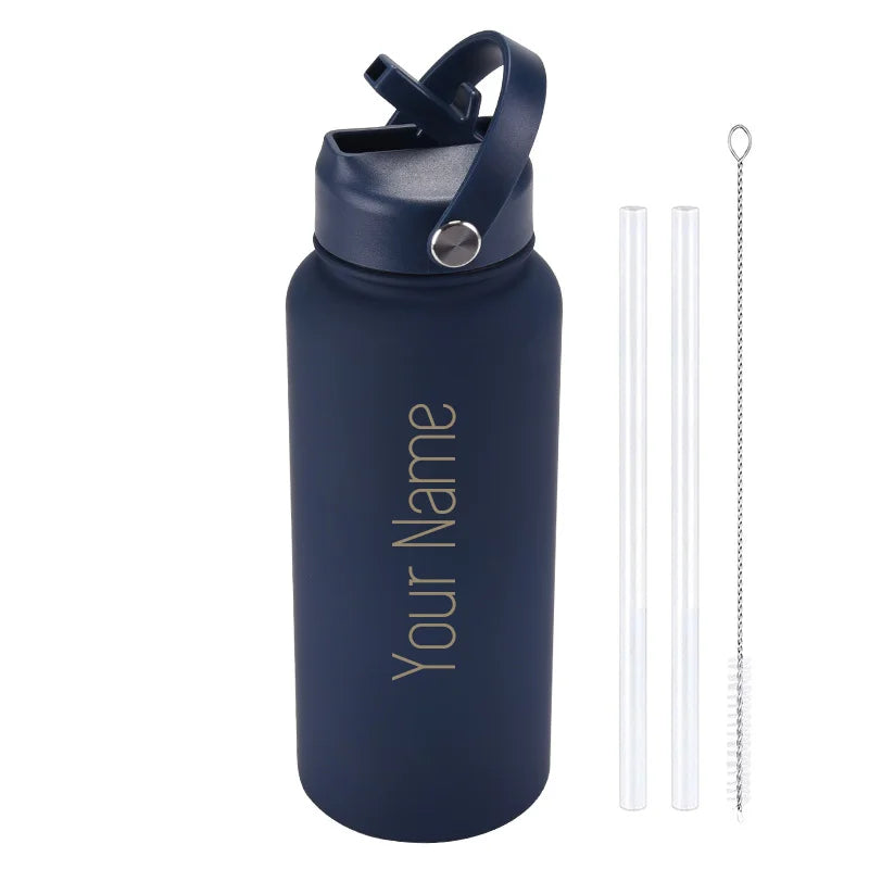 Custom water bottle with straw 1000ml/1L/32oz