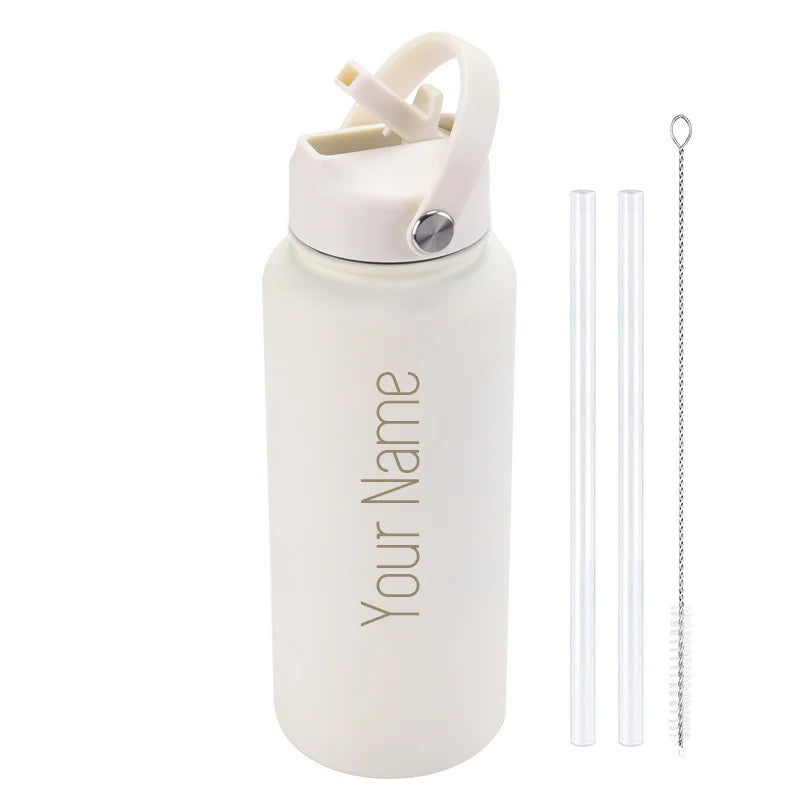 Custom water bottle with straw 1000ml/1L/32oz