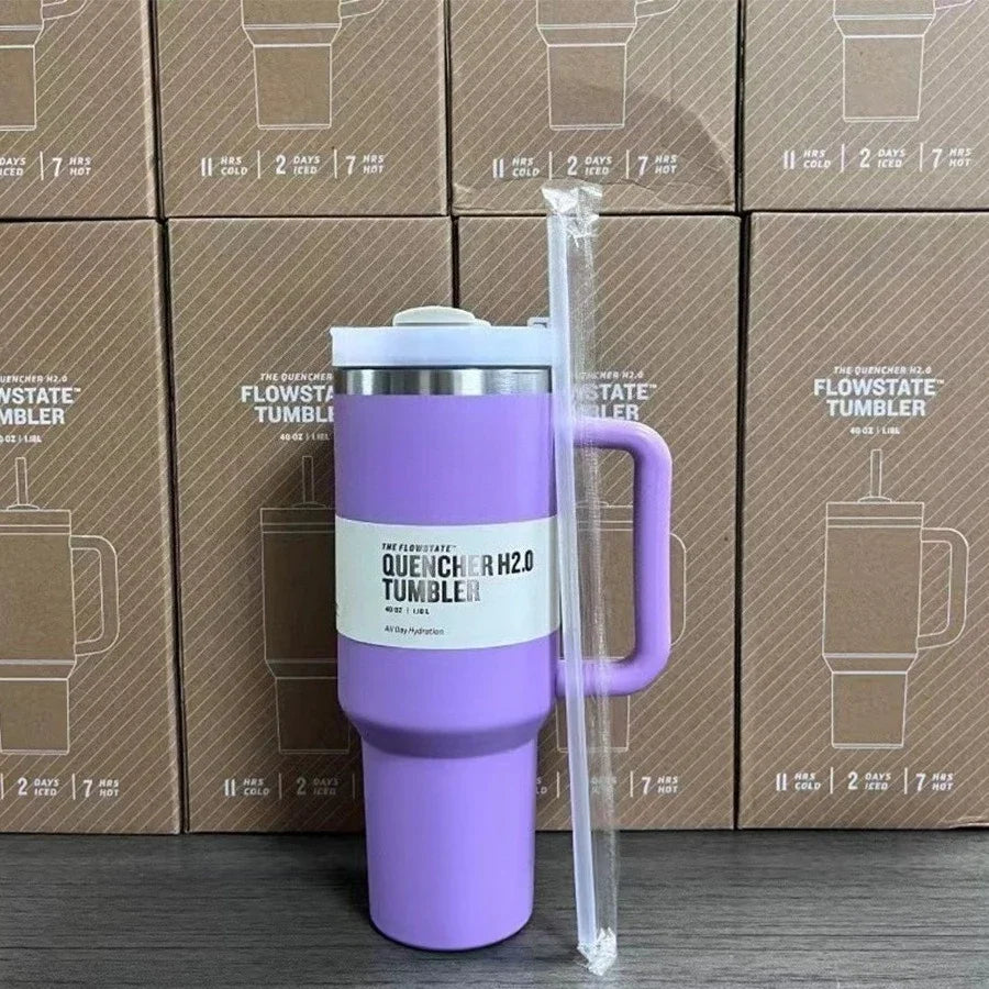 40oz insulating cup with handle and leak-proof straw