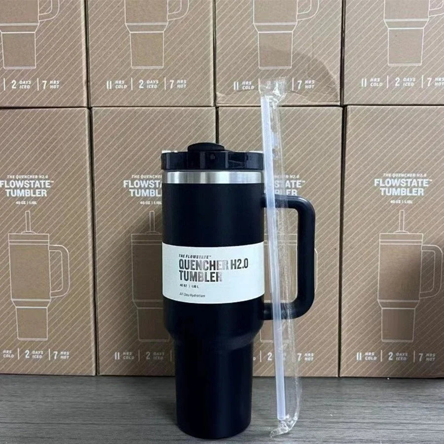 40oz insulating cup with handle and leak-proof straw