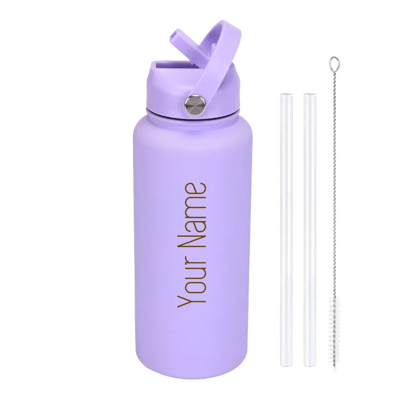 Custom water bottle with straw 1000ml/1L/32oz