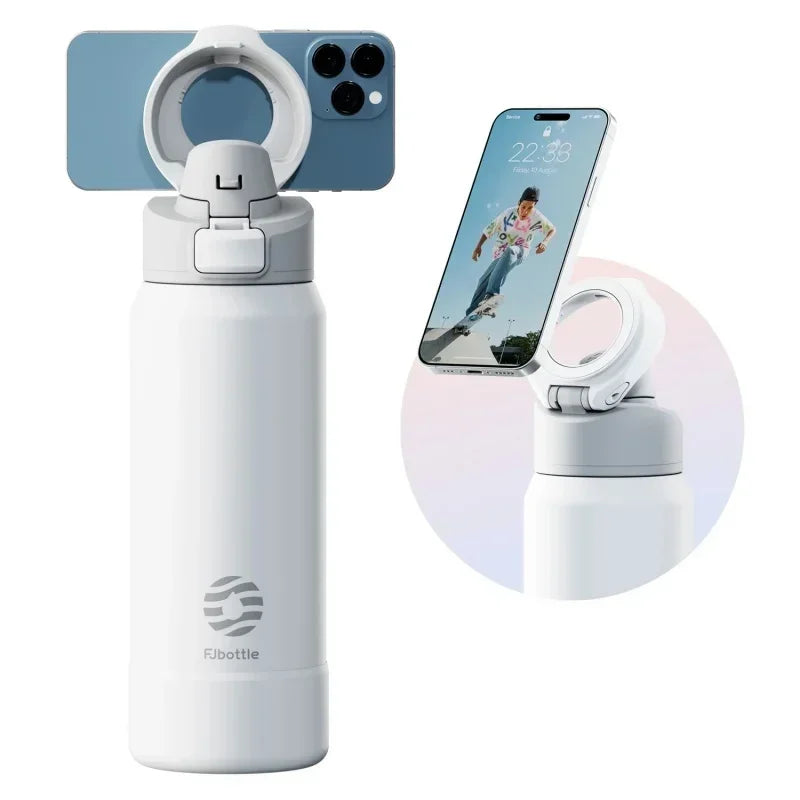 Sports Inox Thermal Bottle with Magnetic Stand for Cell Phone