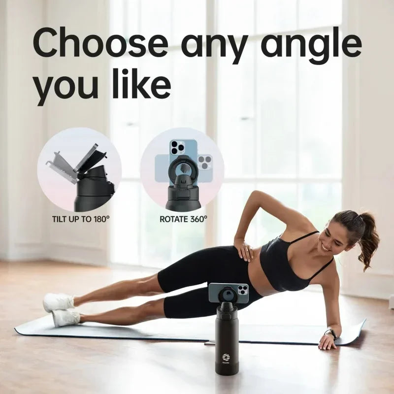 Sports Inox Thermal Bottle with Magnetic Stand for Cell Phone