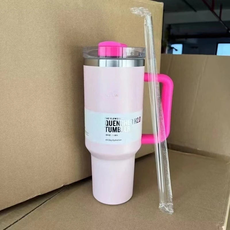 40oz insulating cup with handle and leak-proof straw