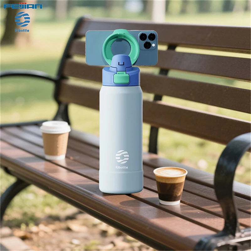Sports Inox Thermal Bottle with Magnetic Stand for Cell Phone