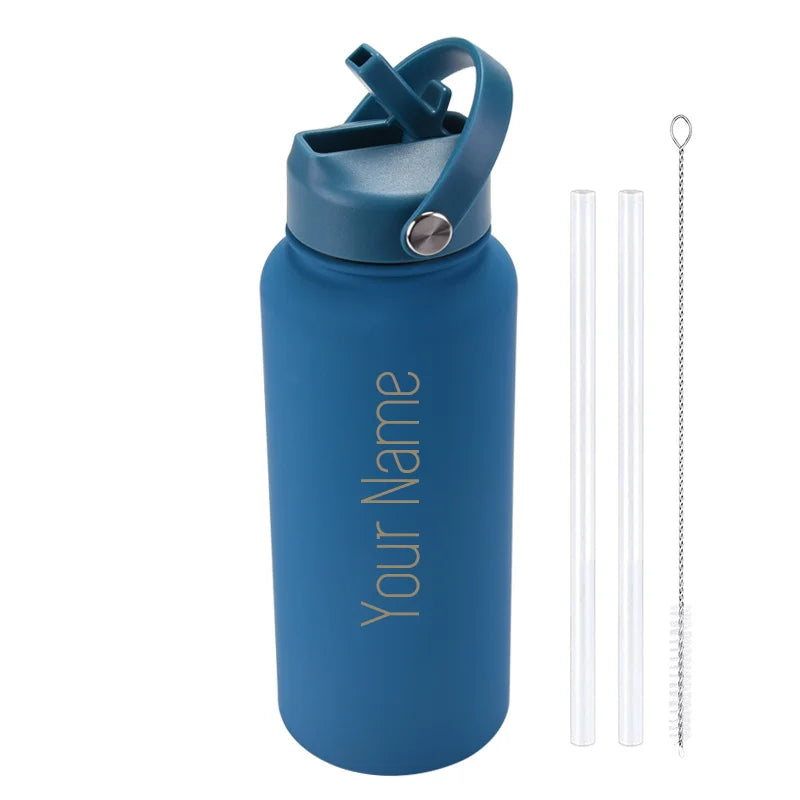 Custom water bottle with straw 1000ml/1L/32oz