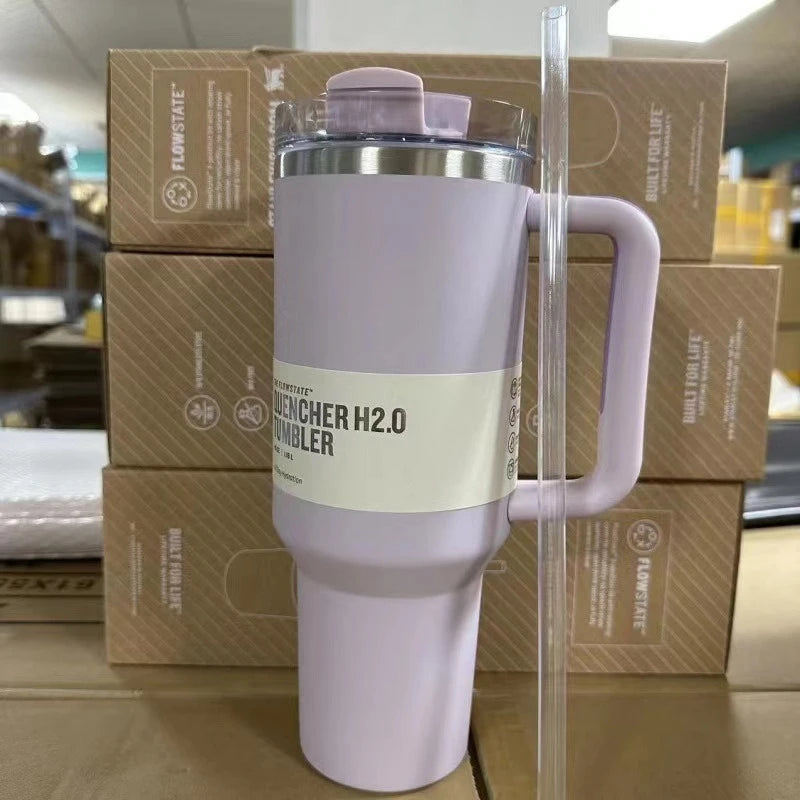 40oz insulating cup with handle and leak-proof straw
