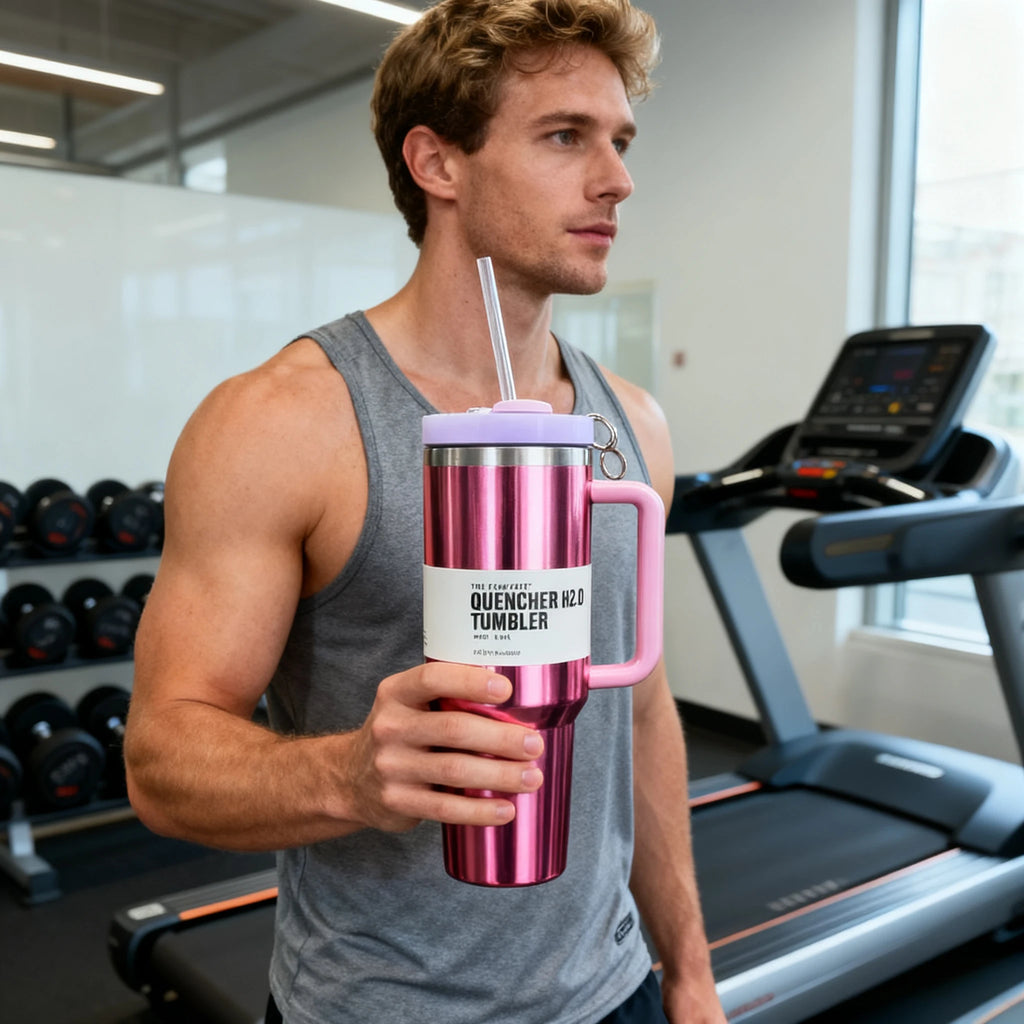 40oz insulating cup with handle and leak-proof straw