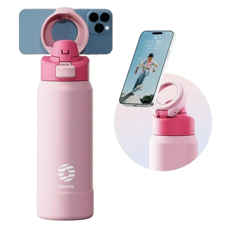 Sports Inox Thermal Bottle with Magnetic Stand for Cell Phone