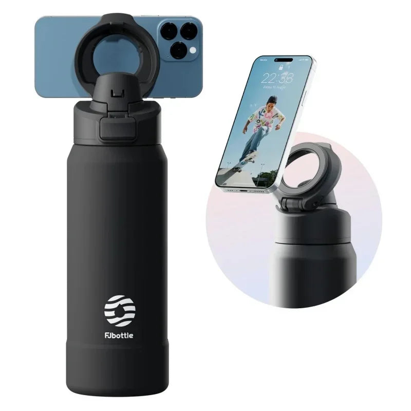Sports Inox Thermal Bottle with Magnetic Stand for Cell Phone