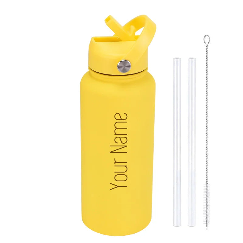 Custom water bottle with straw 1000ml/1L/32oz